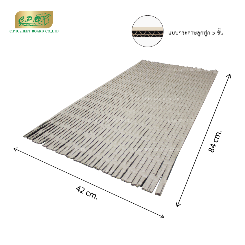 กระดาษกันกระแทก 5  ชั้น  ขนาด 42 x 84 cm. แพค 100 ชิ้น